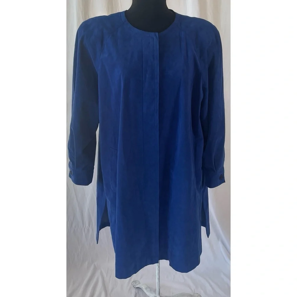 80’s Vintage ‘Ernst Strauss’ Blue UltraSuede Longline Jacket